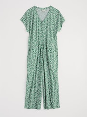 Seasalt Cornwall Green Petite Rose Trellis Wide Leg Jumpsuit - Image 4 of 5