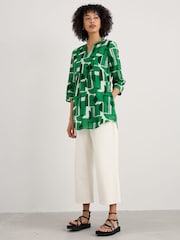 Seasalt Cornwall Green Op Art 100% Cotton Tunic Top - Image 1 of 5