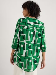 Seasalt Cornwall Green Op Art 100% Cotton Tunic Top - Image 2 of 5