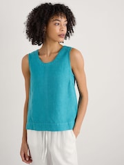 Seasalt Cornwall Light Blue Lighthouse Station Linen Vest - Image 1 of 5