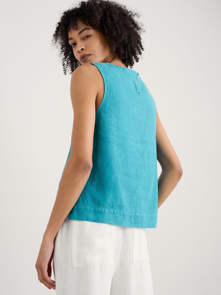 Seasalt Cornwall Light Blue Lighthouse Station Linen Vest - Image 2 of 5