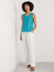 Seasalt Cornwall Light Blue Lighthouse Station Linen Vest - Image 3 of 5