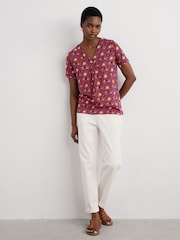 Seasalt Cornwall Pink Barnoon Jersey Printed Short-Sleeve Blouses - Image 1 of 5