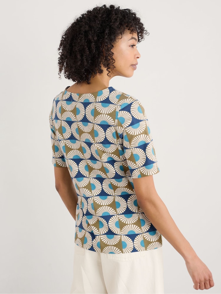 Verde oliva - Camiseta de algodón 100 % con estampado Poisson de Seasalt Cornwall - Imagen 2 de 5