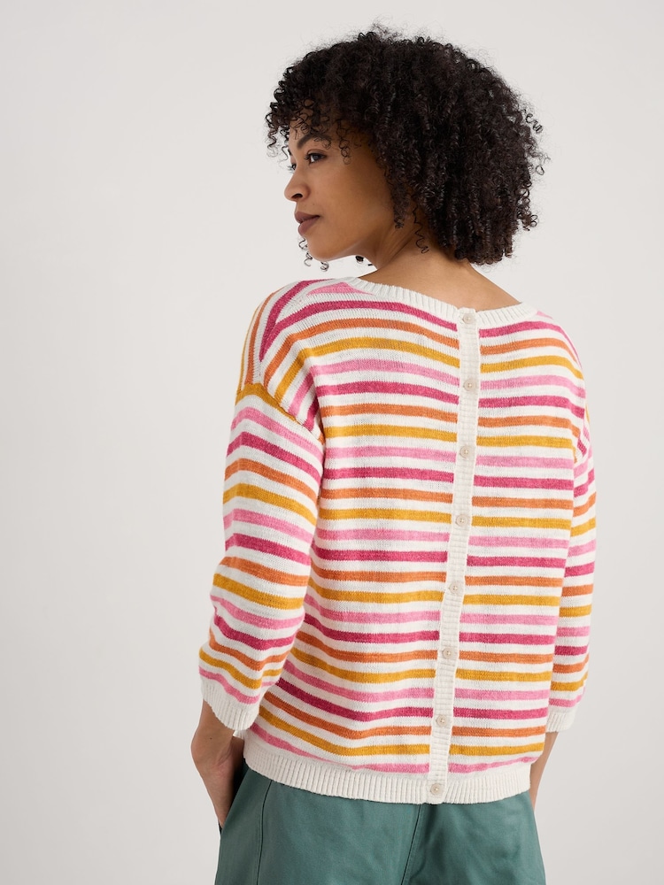 Seasalt Cornwall Pink Knavock Striped Jumper - Image 2 of 5 Seasalt Cornwall Pink Knavock Striped Jumper - Image 2 of 5