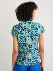 Seasalt Cornwall Blue Ground Rushmaker Short Sleeve 100% Cotton Shirt - Image 2 of 5