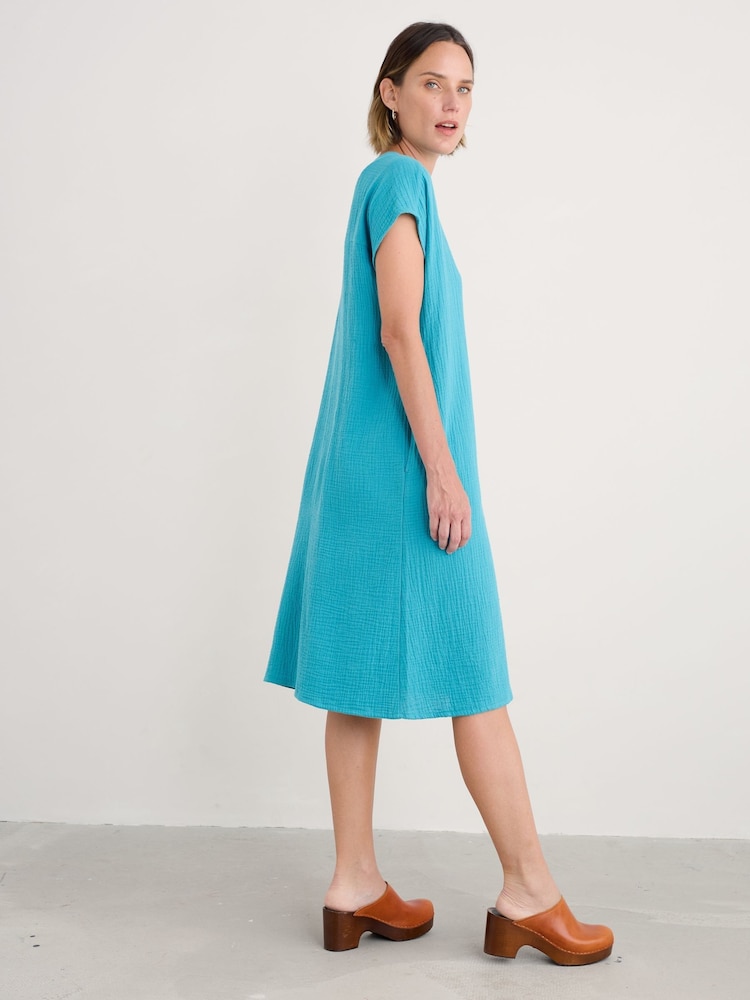 Seasalt Cornwall Blue Sand Patterns 100% Cotton Dress - Image 2 of 5 Seasalt Cornwall Blue Sand Patterns 100% Cotton Dress - Image 2 of 5