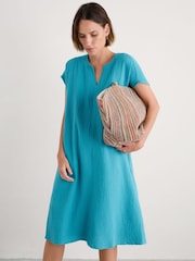 Seasalt Cornwall Blue Sand Patterns 100% Cotton Dress - Image 3 of 5
