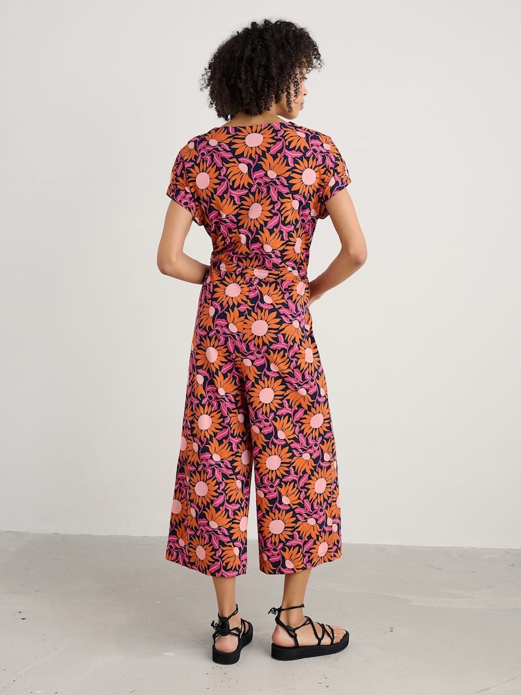 Seasalt Cornwall Pink Petite Rose Trellis Wide Leg Jumpsuit - Image 2 of 4 Seasalt Cornwall Pink Petite Rose Trellis Wide Leg Jumpsuit - Image 2 of 4