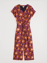 Seasalt Cornwall Pink Petite Rose Trellis Wide Leg Jumpsuit - Image 4 of 4