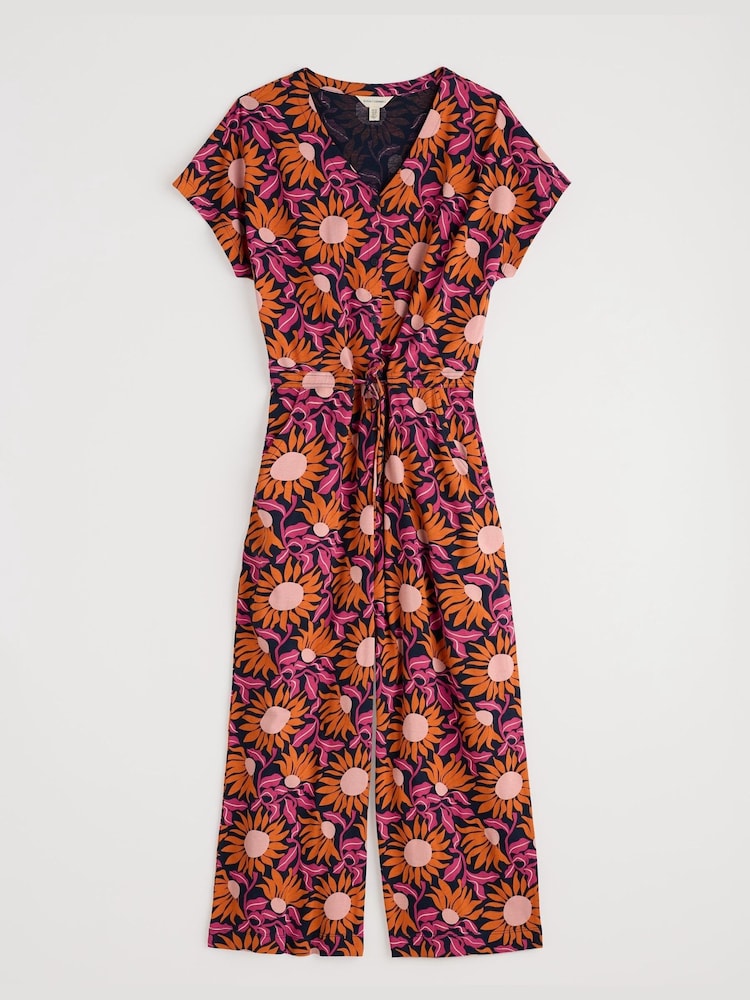 Seasalt Cornwall Pink Petite Rose Trellis Wide Leg Jumpsuit - Image 4 of 4 Seasalt Cornwall Pink Petite Rose Trellis Wide Leg Jumpsuit - Image 4 of 4