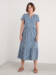 Seasalt Cornwall Blue Petite Rainette Above Ankle 100% Cotton Dress - Image 1 of 5