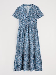 Seasalt Cornwall Blue Petite Rainette Above Ankle 100% Cotton Dress - Image 4 of 5