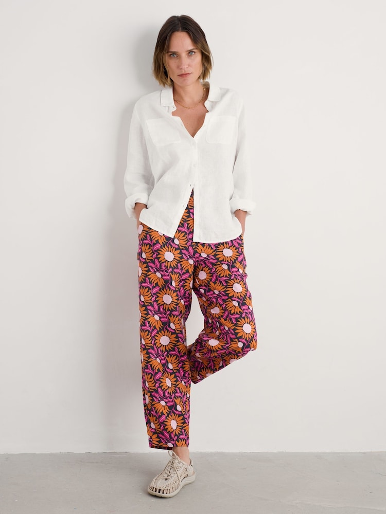 Seasalt Cornwall Pink Noweth 100% Linen Trousers - Image 1 of 5