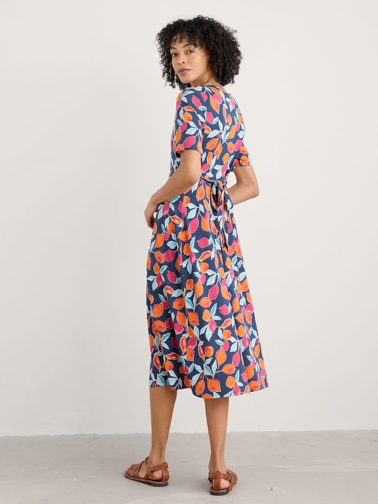 Seasalt Cornwall Orange Multi Carwynnen Midi Dress - Image 2 of 5 Seasalt Cornwall Orange Multi Carwynnen Midi Dress - Image 2 of 5
