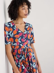 Seasalt Cornwall Orange Multi Carwynnen Midi Dress - Image 3 of 5