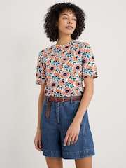 Seasalt Cornwall Orange Poisson Printed 100% Cotton T-Shirt - Image 3 of 5