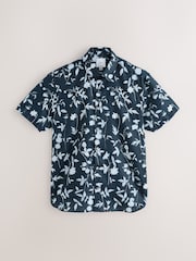 Blue Textured Floral Regular Fit Short Sleeve Shirt - Image 1 of 3