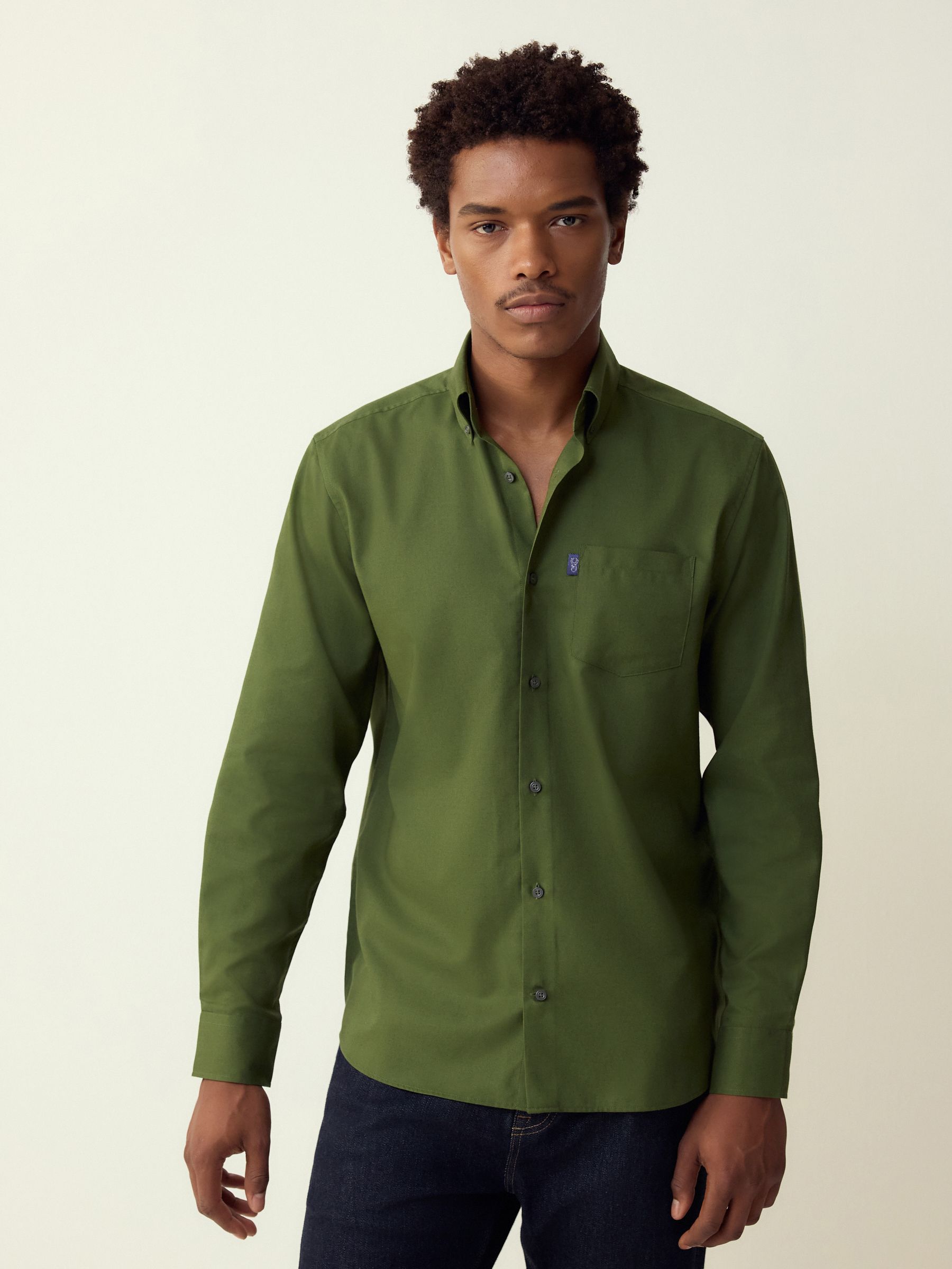 Buy Green Regular Fit Button Down Easy Iron Oxford Shirt from Next
