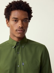 Green Regular Fit Button Down Easy Iron Oxford Shirt - Image 4 of 7