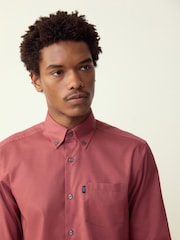 Raspberry Pink Regular Fit Button Down Easy Iron Oxford Shirt - Image 4 of 8