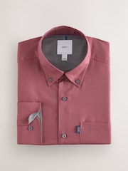 Raspberry Pink Regular Fit Button Down Easy Iron Oxford Shirt - Image 6 of 8