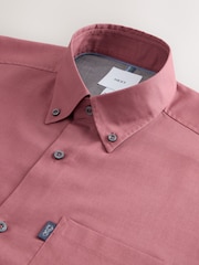 Raspberry Pink Regular Fit Button Down Easy Iron Oxford Shirt - Image 7 of 8