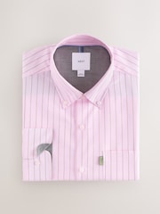 Pink Stripe Regular Fit Easy Iron Button Down Oxford Shirt - Image 5 of 7