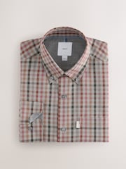 لون محايد مربعات - قميص أكسفورد تلبيس قياسي بأزرار سهل الكي - صورة 5 من 7