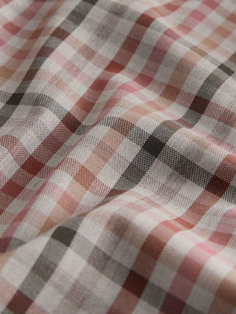 Neutral Gingham Regular Fit Easy Iron Button Down Oxford Shirt - Image 7 of 7 Neutral Gingham Regular Fit Easy Iron Button Down Oxford Shirt - Image 7 of 7