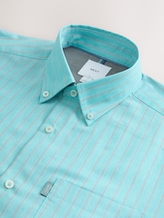 Mint Green Stripe Regular Fit Easy Iron Button Down Oxford Shirt - Image 6 of 7