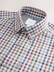 Grey/ Multi Colour Gingham Regular Fit Easy Iron Button Down Oxford Shirt - Image 6 of 7