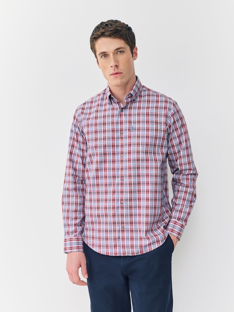 Pink Check Regular Fit Easy Iron Button Down Oxford Shirt - Image 1 of 9 Pink Check Regular Fit Easy Iron Button Down Oxford Shirt - Image 1 of 9