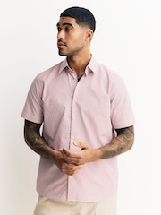 Pink Diamond Jacquard Regular Fit Short Sleeve Textured Shirt - Image 1 of 8