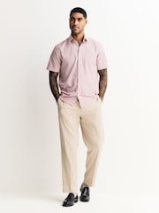Pink Diamond Jacquard Regular Fit Short Sleeve Textured Shirt - Image 2 of 8