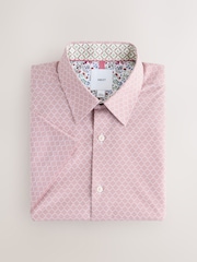 Pink Diamond Jacquard Regular Fit Short Sleeve Textured Shirt - Image 6 of 8