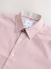 Pink Diamond Jacquard Regular Fit Short Sleeve Textured Shirt - Image 7 of 8