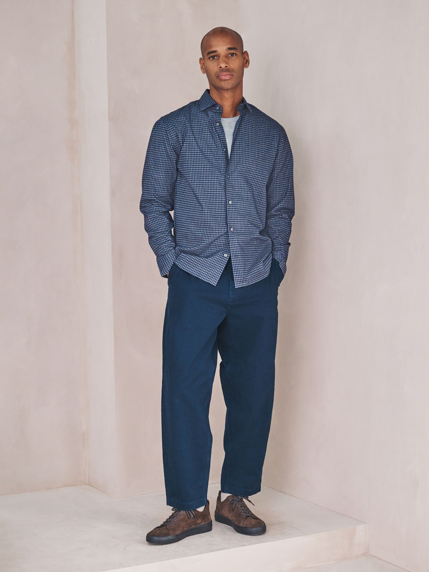 トップス n Buy Морський блакитний Гінгем - N. Premium Long Sleeve Smart Shirt