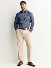 Navy Blue Gingham Regular Fit Long Sleeve Soft Touch Smart Shirt - Image 2 of 8