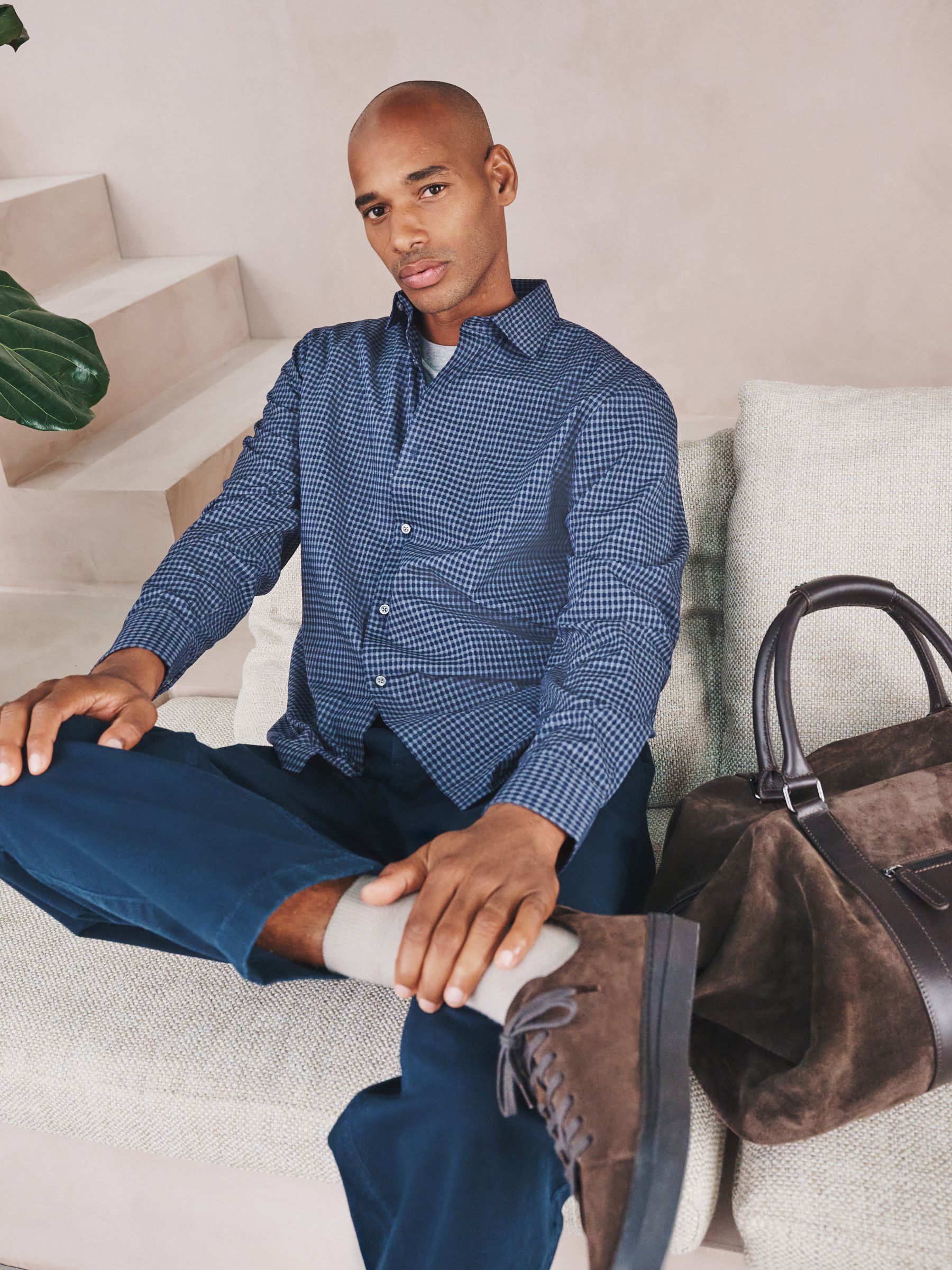 Buy Морський блакитний Гінгем - N. Premium Long Sleeve Smart Shirt