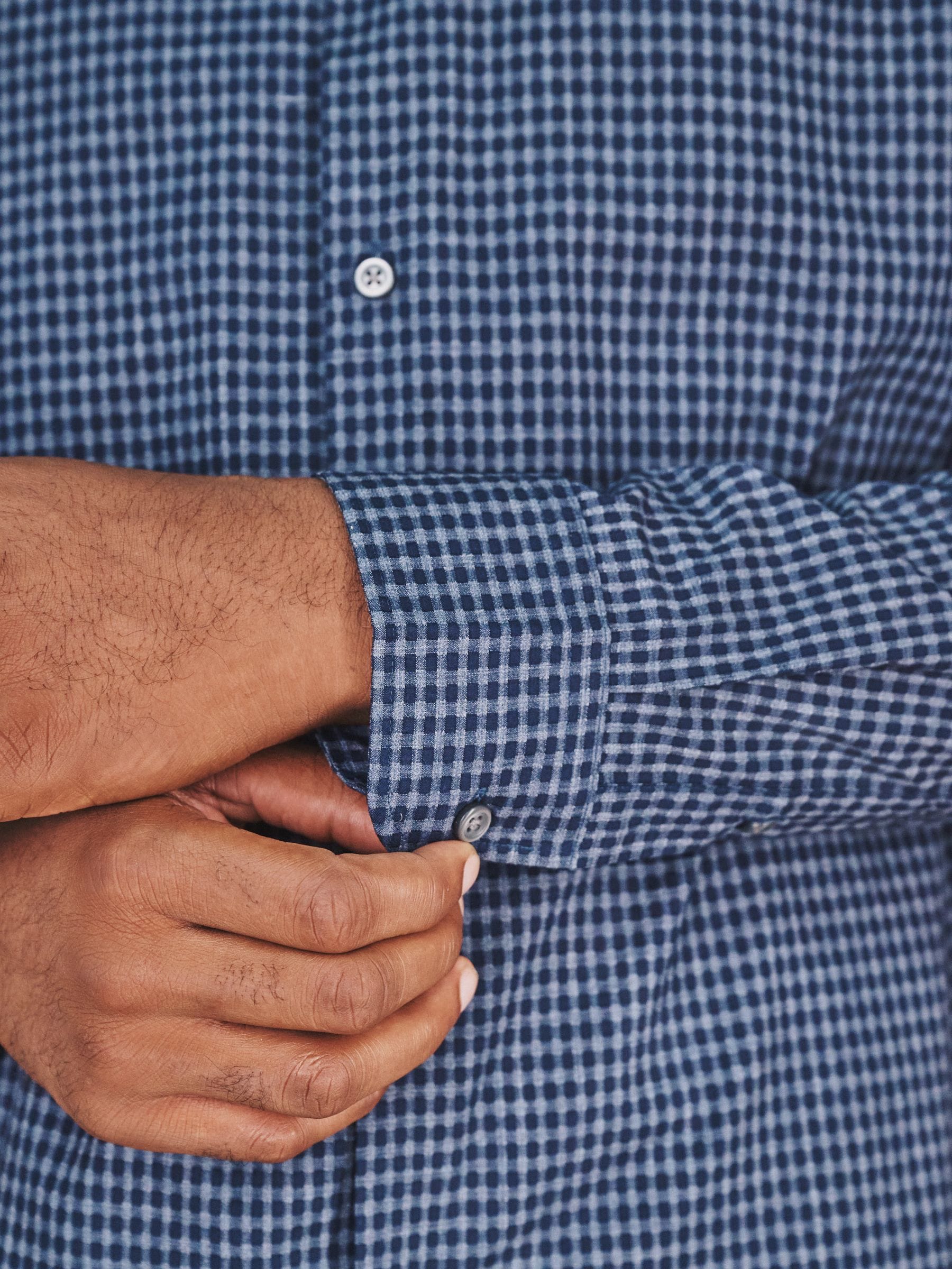 Buy Navy Blue Gingham Regular Fit N. Premium Long Sleeve Smart
