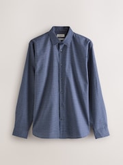 Navy Blue Gingham Regular Fit Long Sleeve Soft Touch Smart Shirt - Image 6 of 8