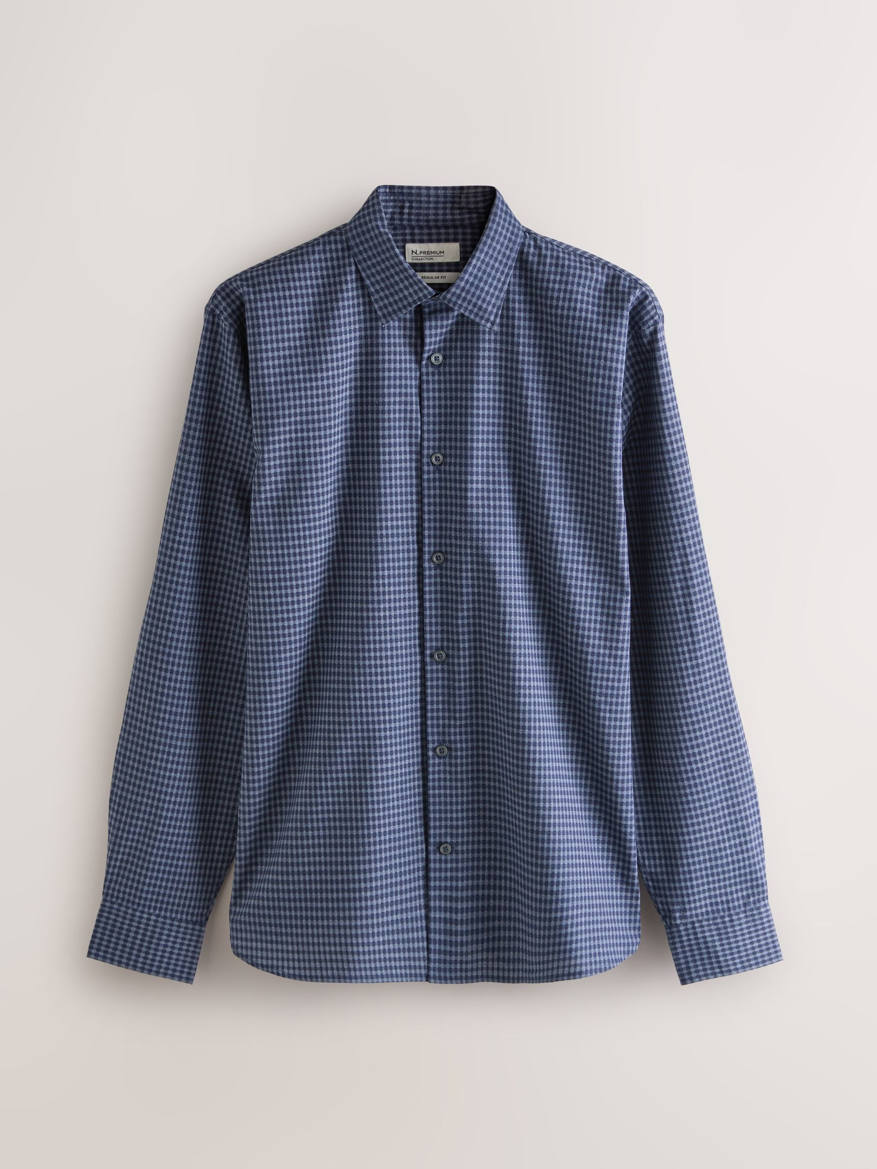 Buy Navy Blue Gingham Regular Fit N. Premium Long Sleeve Smart