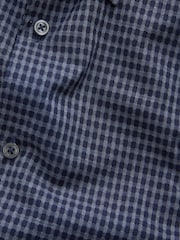 Navy Blue Gingham Regular Fit N.Premium Long Sleeve Smart Shirt - Image 9 of 9