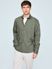 Green Gingham Regular Fit Long Sleeve Soft Touch Smart Shirt - Image 1 of 8