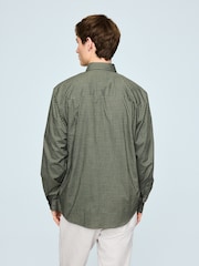 Green Gingham Regular Fit Long Sleeve Soft Touch Smart Shirt - Image 3 of 8