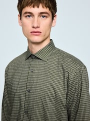 Green Gingham Regular Fit Long Sleeve Soft Touch Smart Shirt - Image 4 of 8