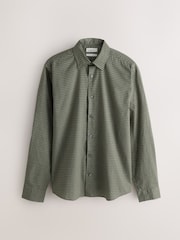 Green Gingham Regular Fit Long Sleeve Soft Touch Smart Shirt - Image 6 of 8