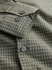 Green Gingham Regular Fit Long Sleeve Soft Touch Smart Shirt - Image 8 of 8