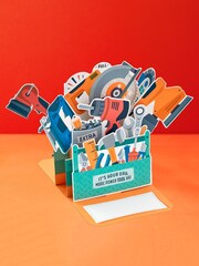 Hallmark Orange Father's Day Card - 3D & Pop Up Red Toolbox - Image 1 of 4
